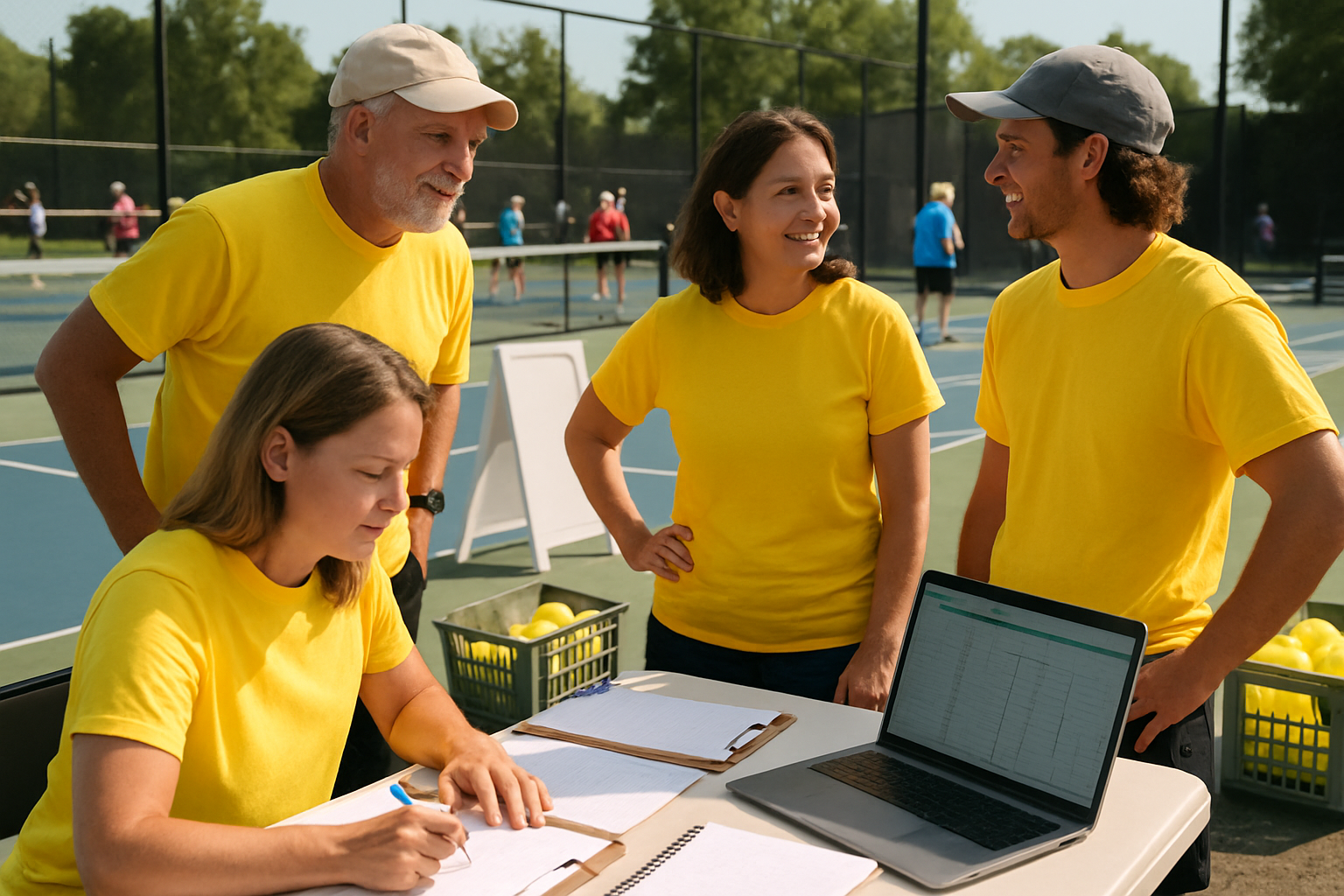 Combien de temps prend la préparation d’un tournoi de pickleball à la mano (sans pk.fr) ?